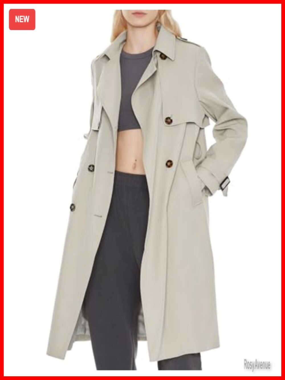 Orolay Trench Coat Lightweight Double-Breasted Classic Lapel Spring Belt
